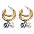 Heinen Delfts blauw Earrings with charm - beads and pearls