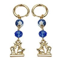 Heinen Delfts blauw Ohrringe mit Anhänger – küssendes Paar und blaue Perlen