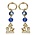Heinen Delfts blauw Earrings charms - kissing couple and blue beads