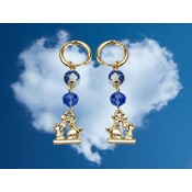 Typisch Hollands Anhänger für Ohrringe – küssendes Paar und blaue Perlen