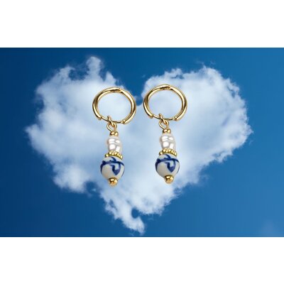 Heinen Delfts blauw Ohrringe aus Perlen und Delfter Blau
