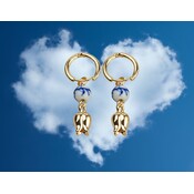 Heinen Delfts blauw Earrings charms tulips and beads