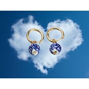 Heinen Delfts blauw Delft blue bead earrings