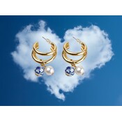 Heinen Delfts blauw Earrings with charm - beads and pearls
