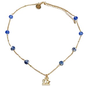 Typisch Hollands Necklace with Delft blue beads - Holland kissing couple