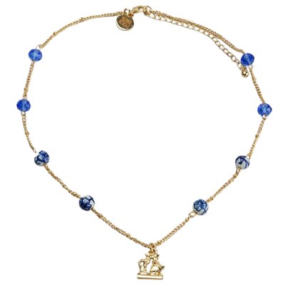 Typisch Hollands Halskette mit Delfter blauen Perlen - Holland küssendes Paar