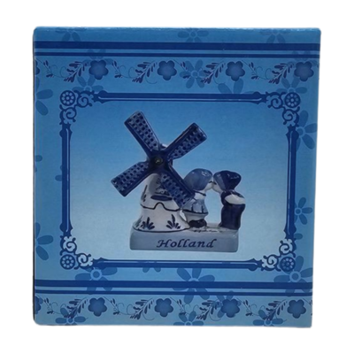 Typisch Hollands Delfter Blau, Holland, Windmühle – Küssendes Paar