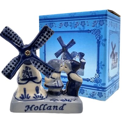 Typisch Hollands Delfter Blau, Holland, Windmühle – Küssendes Paar