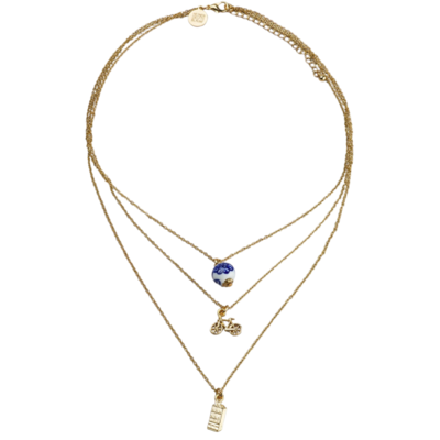 Typisch Hollands Necklace with Delft blue and charms (multiple chain)