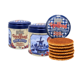 Matix Stroopwafels in nogstalgisch - Delfts -blauw ruitjes blik - Holland
