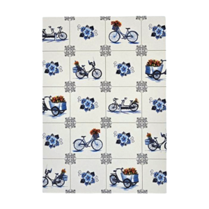 Typisch Hollands Double greeting card - Delft blue - Tiles - Bicycles