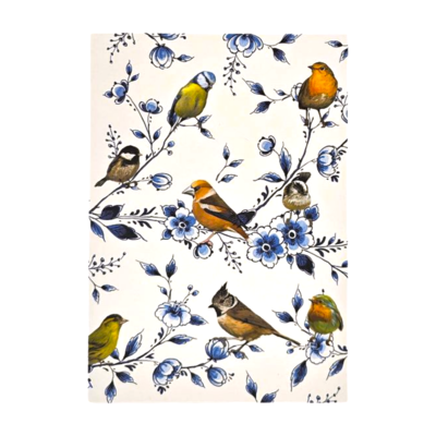 Typisch Hollands Double greeting card - Delft blue - Forest birds