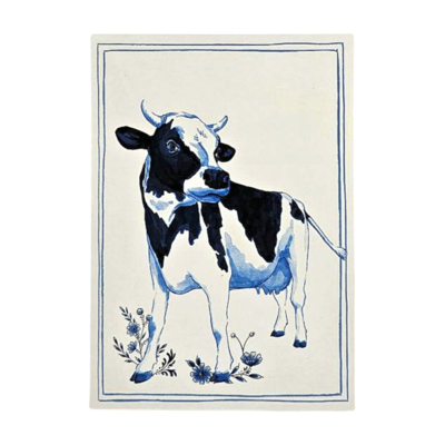 Typisch Hollands Double greeting card - Delft blue - Cow