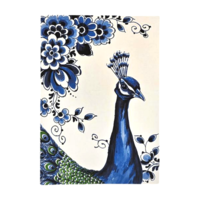 Typisch Hollands Double greeting card - Delft blue - Peacock