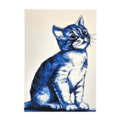 Typisch Hollands Dubbele wenskaart - Delfts blauw - Poes