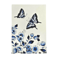 Typisch Hollands Doppelte Grußkarte - Delfter Blau - Blüte, Schmetterlinge