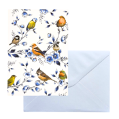 Typisch Hollands Double greeting card - Delft blue - Forest birds