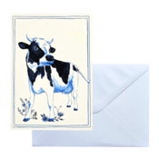 Typisch Hollands Doppelte Grußkarte - Delfter Blau - Kuh
