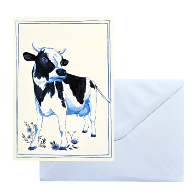 Typisch Hollands Double greeting card - Delft blue - Cow