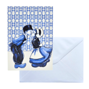 Typisch Hollands Double greeting card - Delft blue - Kissing couple