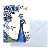 Typisch Hollands Double greeting card - Delft blue - Peacock