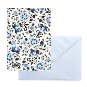 Typisch Hollands Doppelte Grußkarte - Delfter Blau - Blumenmotiv