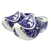 Typisch Hollands Wooden souvenir clogs 6 cm - Delft blue