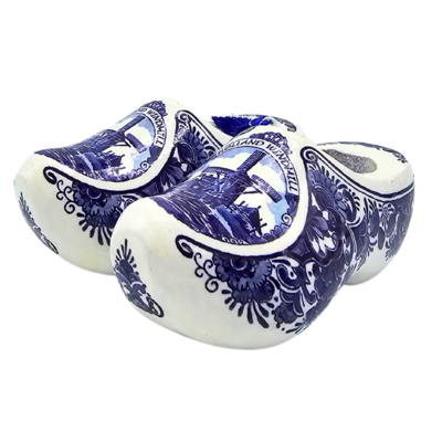 Typisch Hollands Wooden souvenir clogs 6 cm - Delft blue