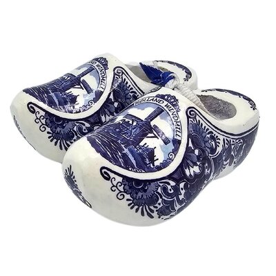 Typisch Hollands Holz-Souvenir-Clogs 6 cm – Delfter Blau