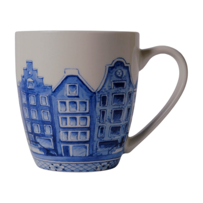 Typisch Hollands Luxuriöser kleiner Becher – Delfter Blau – Fassadenhäuser