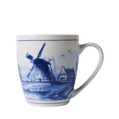 Typisch Hollands Luxuriöse kleine Tasse – Delfter Blau – Mühlenlandschaft