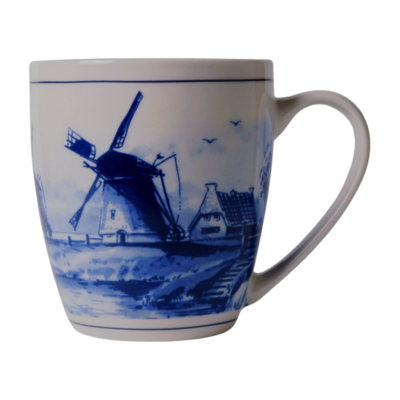 Typisch Hollands Luxuriöse kleine Tasse – Delfter Blau – Mühlenlandschaft