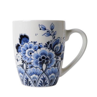 Typisch Hollands Luxus – groß – Tasse – Delfter Blau – Blumenmotiv