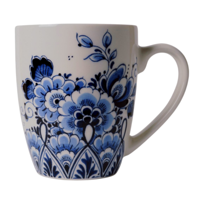 Typisch Hollands Luxus – groß – Tasse – Delfter Blau – Blumenmotiv