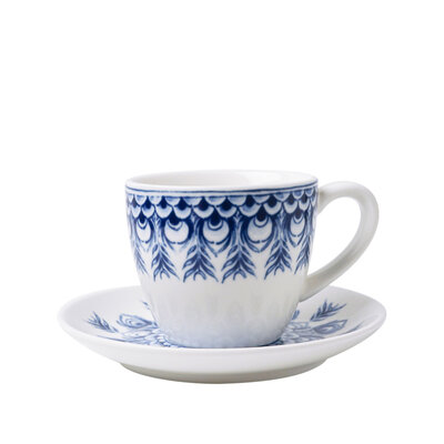 Heinen Delftware Cup and saucer - Porcelain - Delft blue - Peacock (espresso)