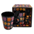 Memoriez Espressomokje met lepeltje in geschenkdoosjes - Tulpen - Zwart