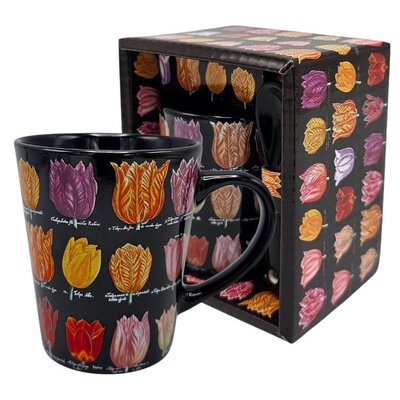 Typisch Hollands Große Holland-Tasse – in Geschenkbox – Tulpen – Schwarz