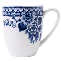 Typisch Hollands Luxuriöse große Tasse aus Porzellan – Delfter Blau – Blumenmuster/Pfau