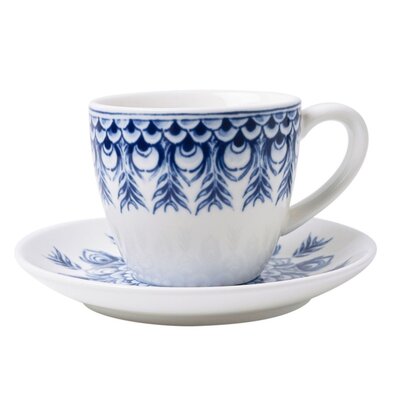 Heinen Delfts blauw Cup and saucer - Porcelain - Delft blue - Peacock (espresso)