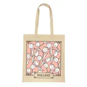 Typisch Hollands Bag cotton tulips Holland white-pink