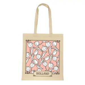 Typisch Hollands Bag cotton tulips Holland white-pink