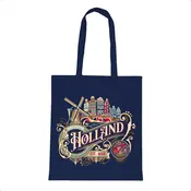 Typisch Hollands Tas katoen ornaments Holland blauw (molen)