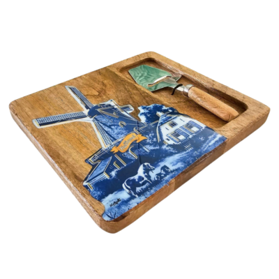 Typisch Hollands Cheese board with cheese slicer - Holland Wood-Epoxy