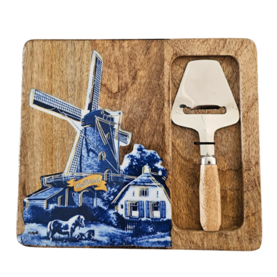 Typisch Hollands Cheese board with cheese slicer - Holland Wood-Epoxy