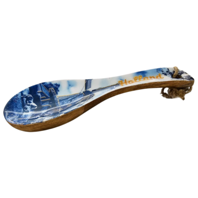 Typisch Hollands Spoon XL Delft blue mill - Wood-Epoxy