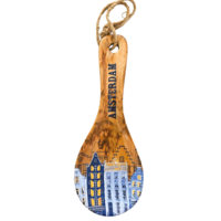 Typisch Hollands Lepel XL Gevelhuisje blauw-wit - Hout-Epoxy