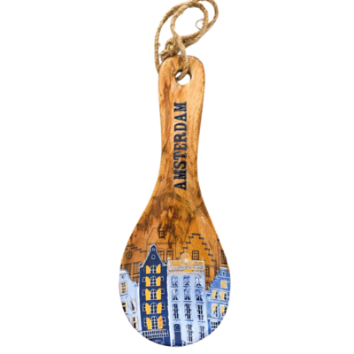 Typisch Hollands Löffel XL Fassadenhaus blau-weiß - Holz-Epoxidharz