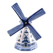 Typisch Hollands Poldermolen Delfts blauw 11 cm