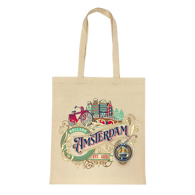 Matix Tasche Baumwolle Amsterdam Ornamente weiß