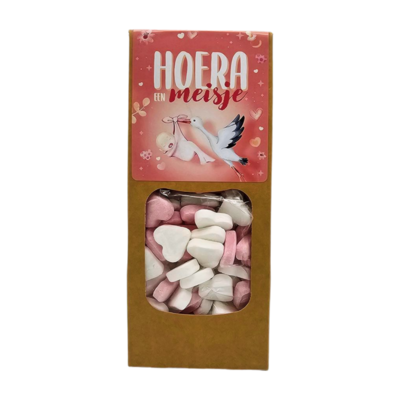 Typisch Hollands Hoera een Meisje - Snoephartjes -roze-wit.